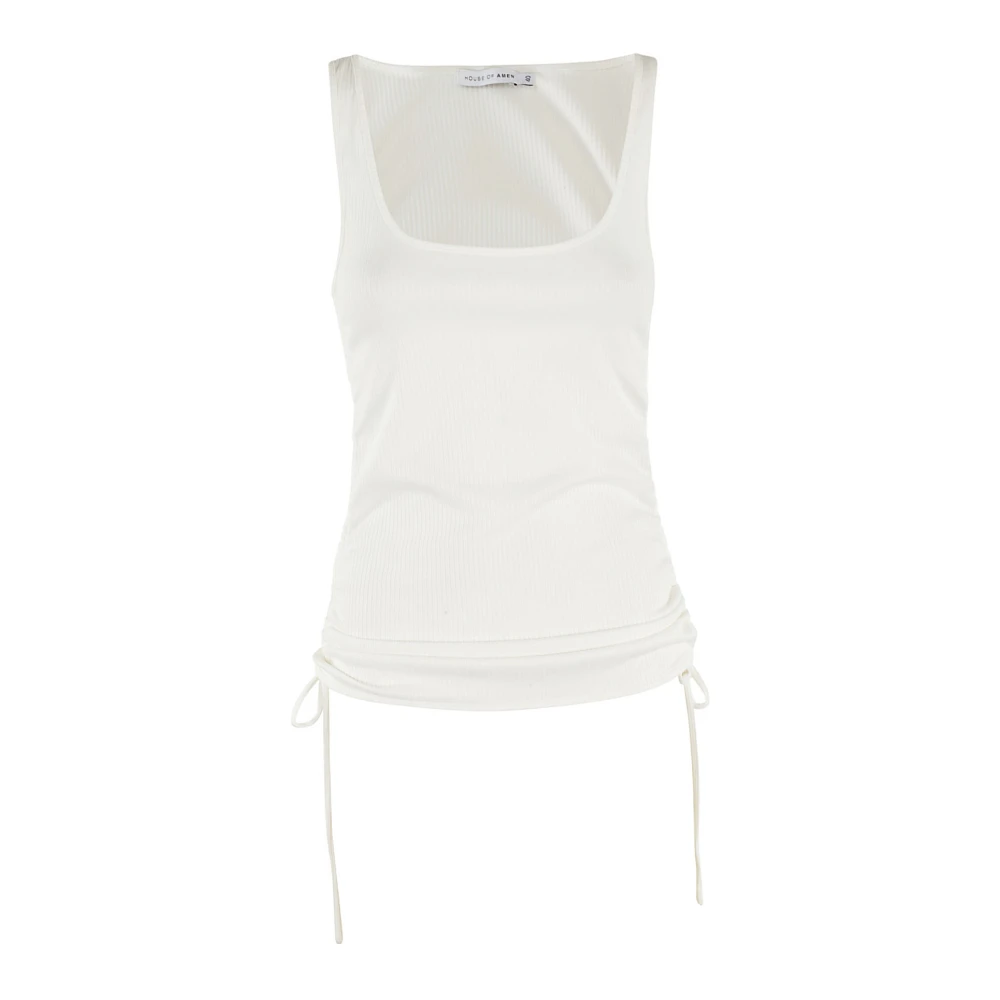 Amen Geribbelde Tanktop White Dames