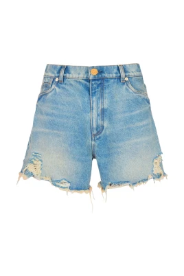 Denim Shorts med Broderat Logotyp