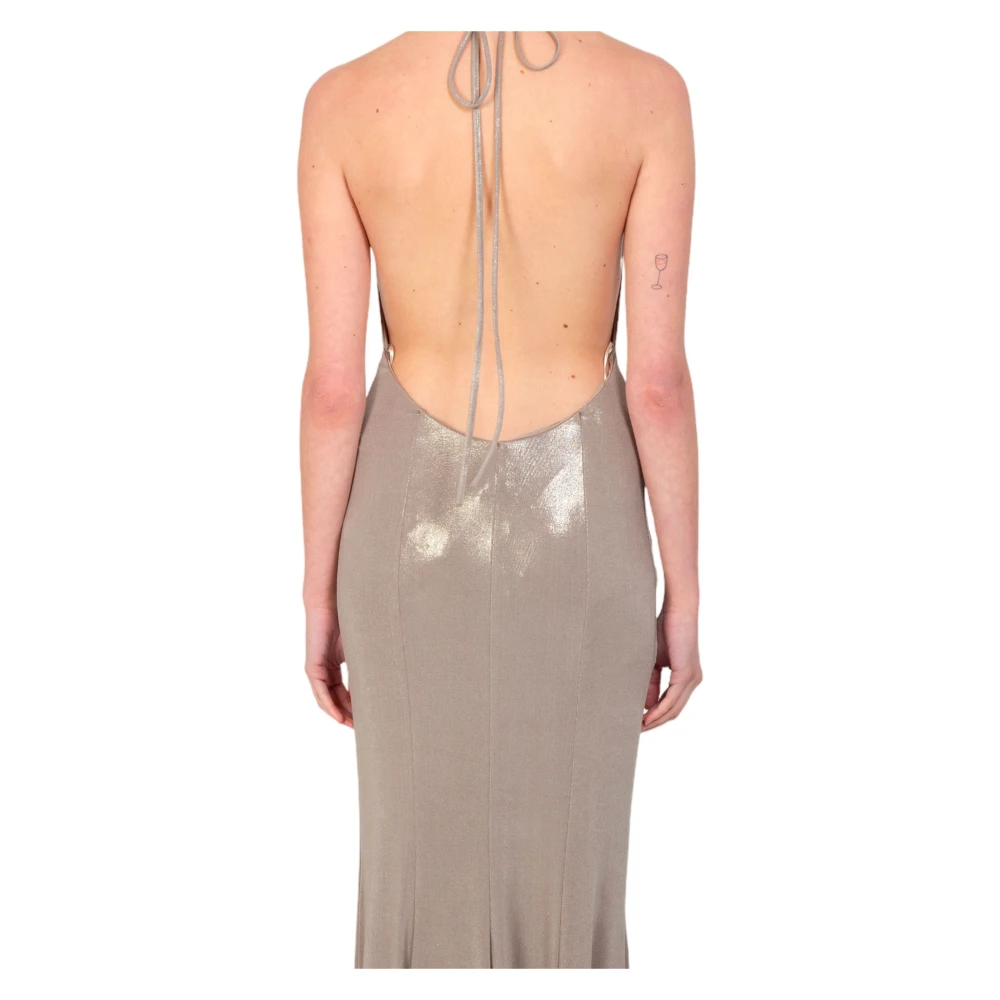 pinko Gelamineerde Jersey Jurk in D10 Beige Dames