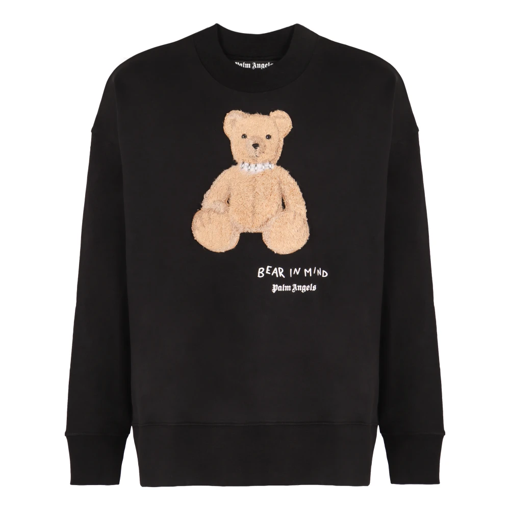 Palm Angels Geribbelde Katoenen Crew-Neck Sweatshirt Black Heren