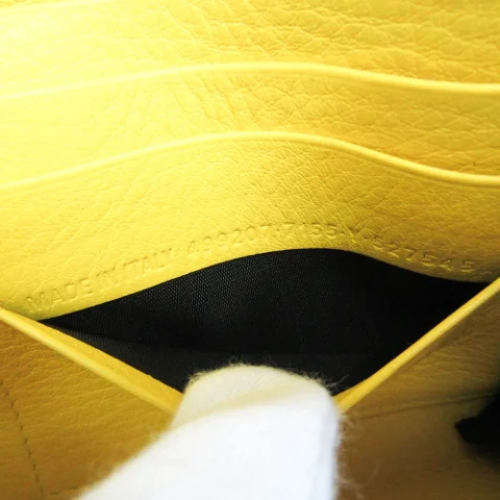 Balenciaga Vintage Gele Leren Balenciaga Portemonnee Yellow Dames