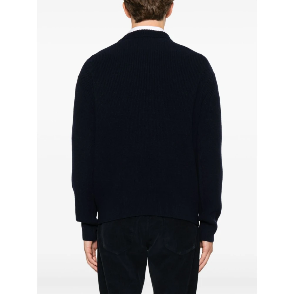 Maison Kitsuné Blauwe Fox Head Wollen Trui Sweater Blue Heren