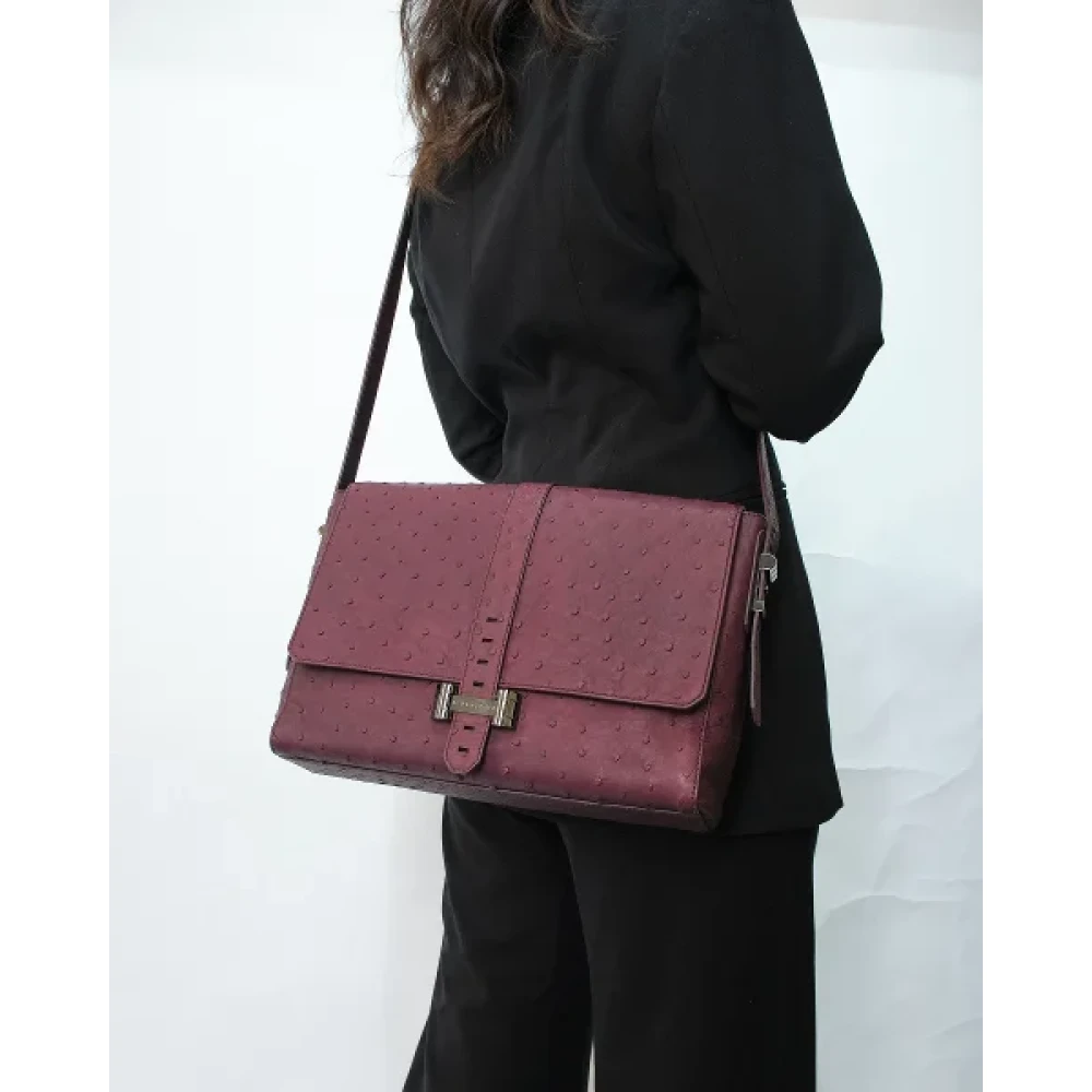 Bvlgari Vintage Pre-owned Leather crossbody-bags Purple Dames