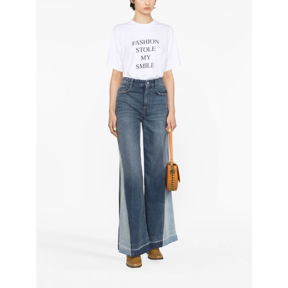 Victoria Beckham Slogan-Print Biologisch Katoenen T-Shirt White Dames