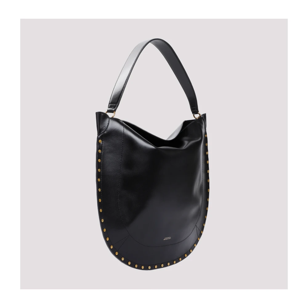 Isabel marant Zwarte leren schoudertas met gouden hardware Black Dames