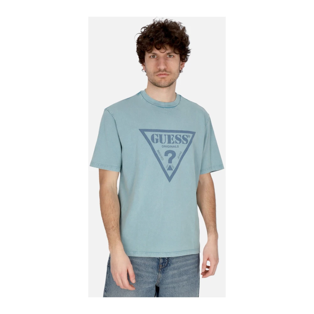 Guess Vintage Triangle Tee Aquatic Ocean Multi Blue Heren