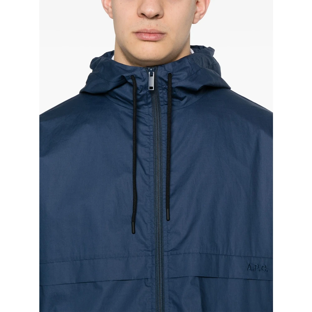 A.p.c. Blauwe Anorakjas met capuchon Blue Heren