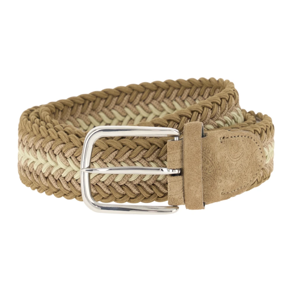 Boggi Milano Herren Beige,Blue Gewebter Gürtel Aus Viskosemischung,Geflochtener Gürtel Aus Viskosemischung