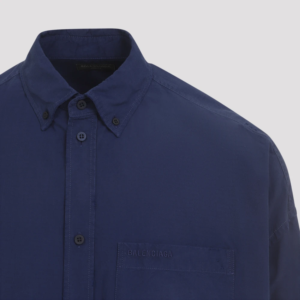 Balenciaga Blauwe Overhemden voor Mannen Aw24 Blue Heren