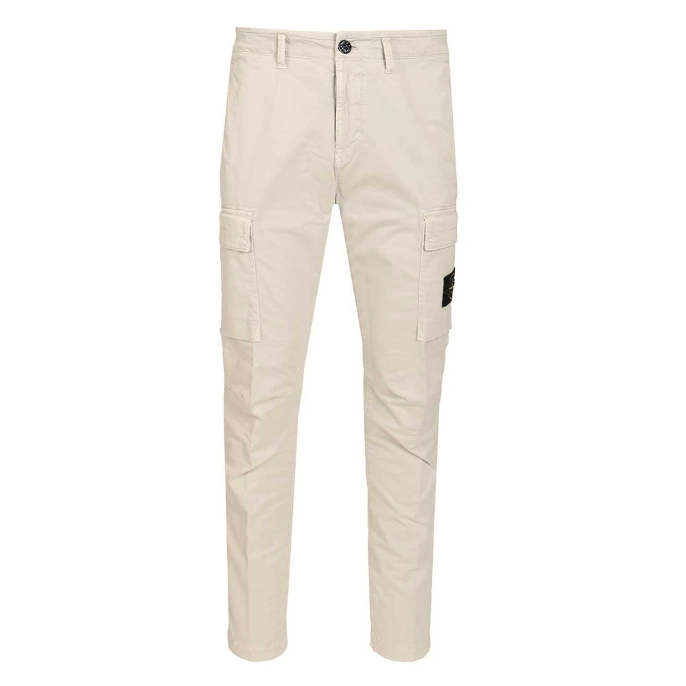 Stone Island Gray Cotton Stretch Broken Twill Cargo Trousers - Male - Slim-Fit Trousers - W32 - Trousers
