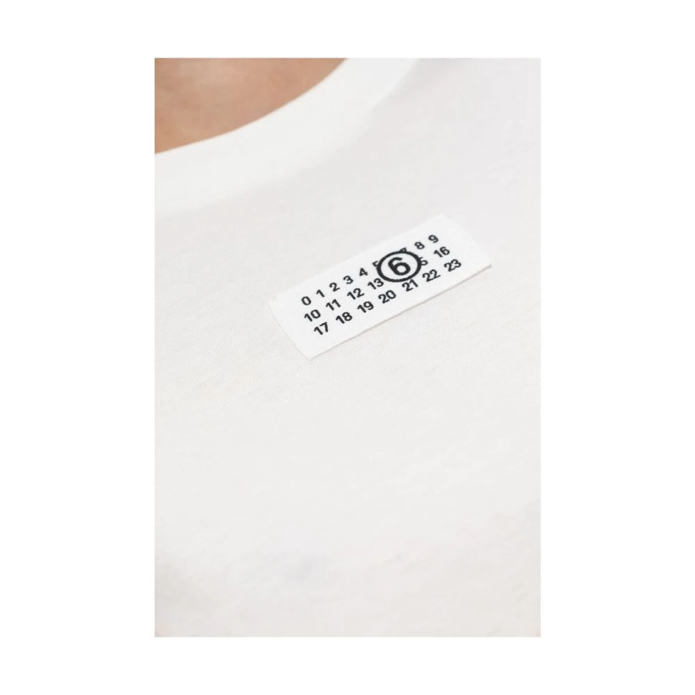 MM6 Maison Margiela Witte katoenen T-shirt met ronde hals White Dames