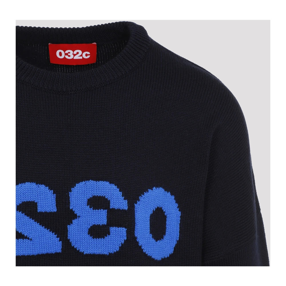 032c Donkerblauwe Selfie Sweater Blue Heren