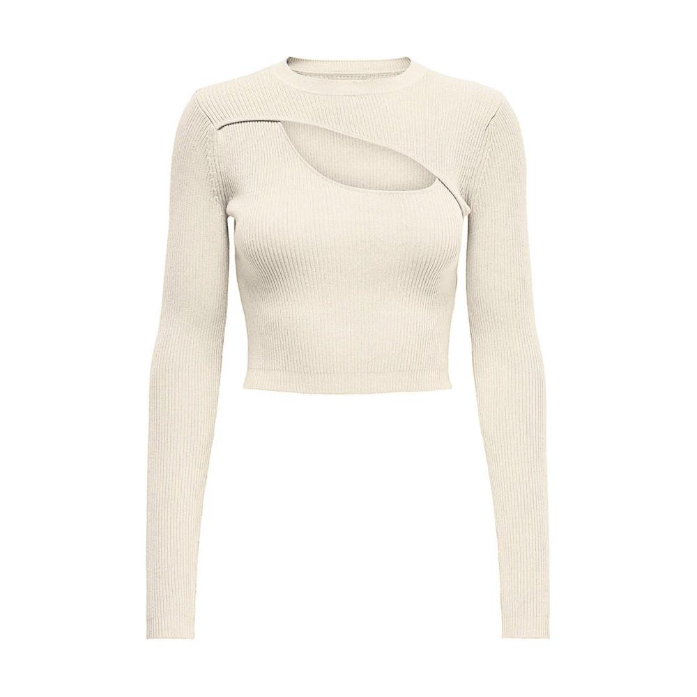 Only Peek-a-Boo Pullover Top Beige Dames