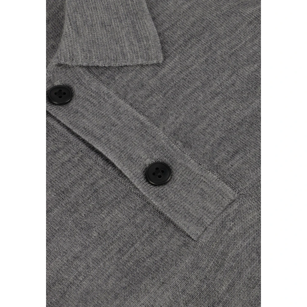Selected Homme Merino Polo Gebreide Trui Gray Heren