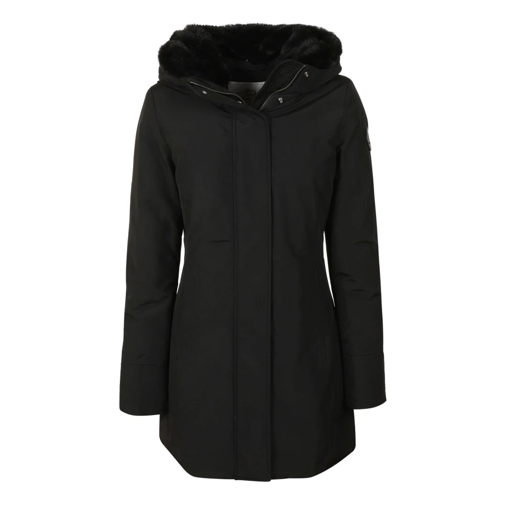 Woolrich Zwarte Waterdichte Katoenen Parka met Nepbont Black Dames