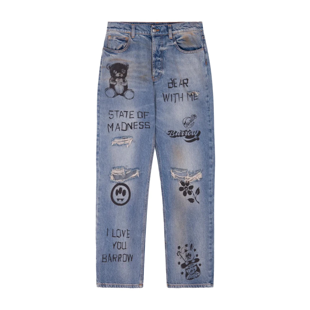 Barrow Denim Jeans met Schets Effect en Regular Fit Blue