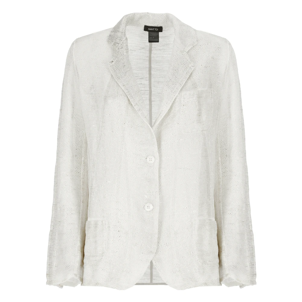 Avant Toi Zilver Linnen Blazer met Lurex Details Gray Dames