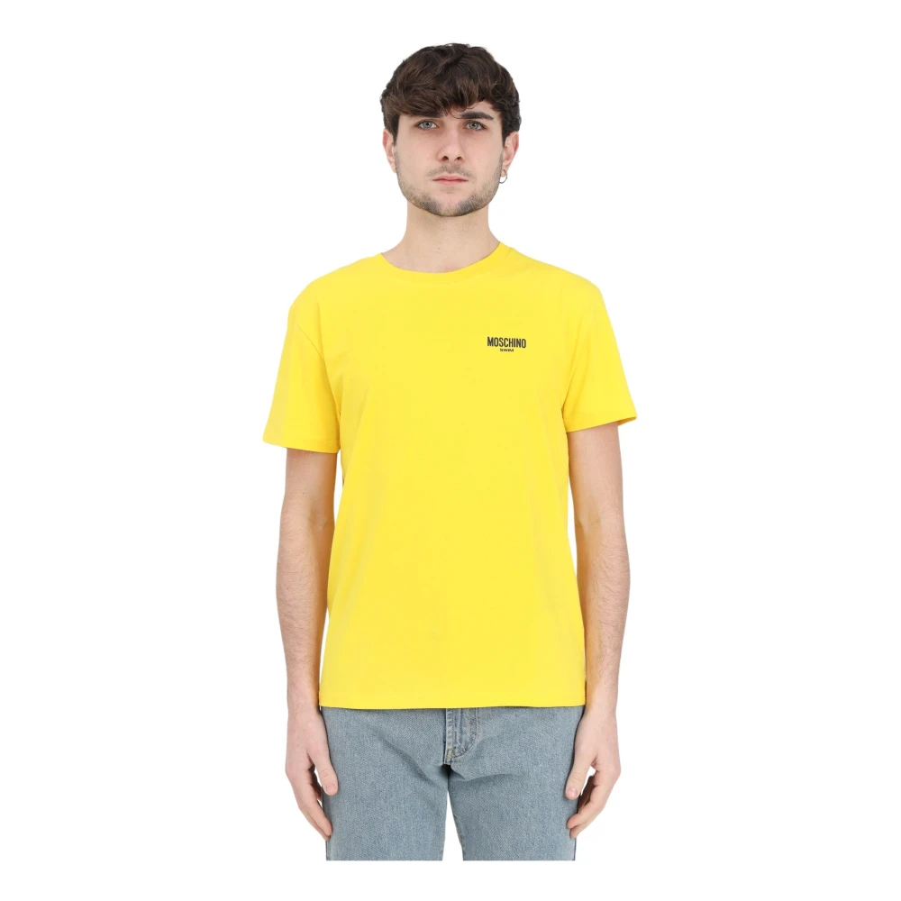 Moschino Gele Logo T-shirt Yellow Heren