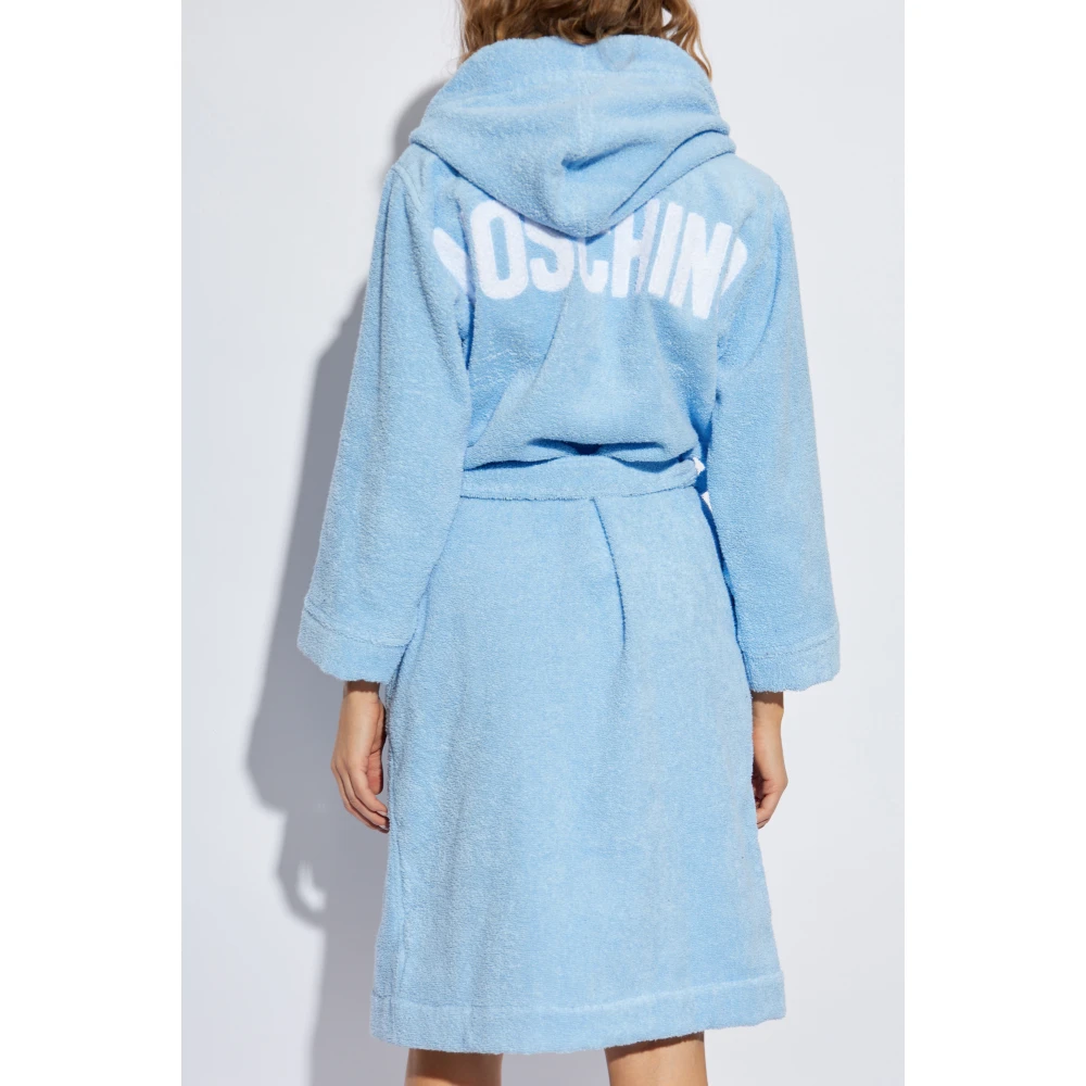 Moschino Katoenen badjas met capuchon Blue Dames