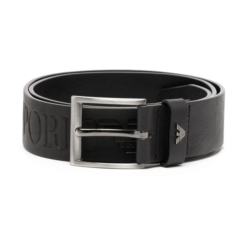 Emporio Armani Klassieke gesp riem met logo detail Black Heren