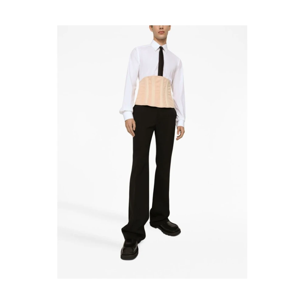 Dolce & Gabbana Zwarte Wollen Broek met Persplooi Black Heren