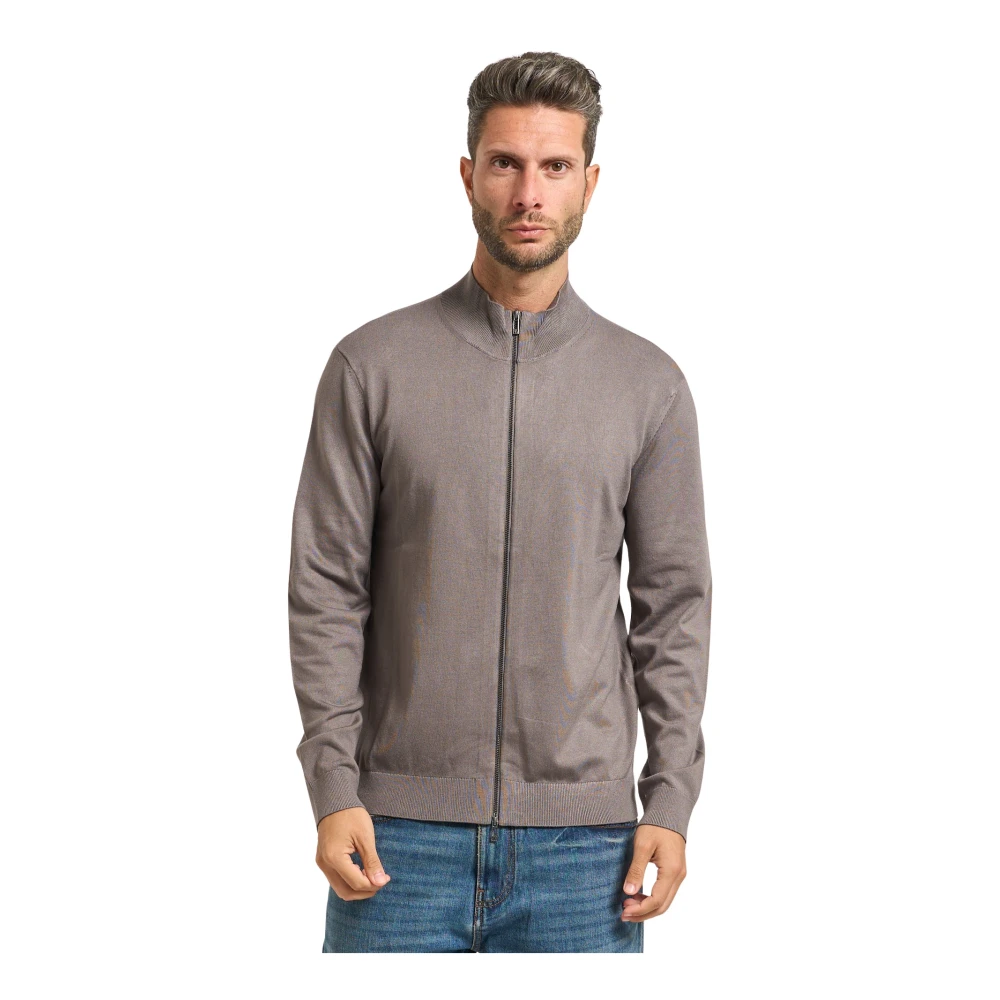 Armani Exchange Hombre Gris Cárdigan De Cuello Alto En