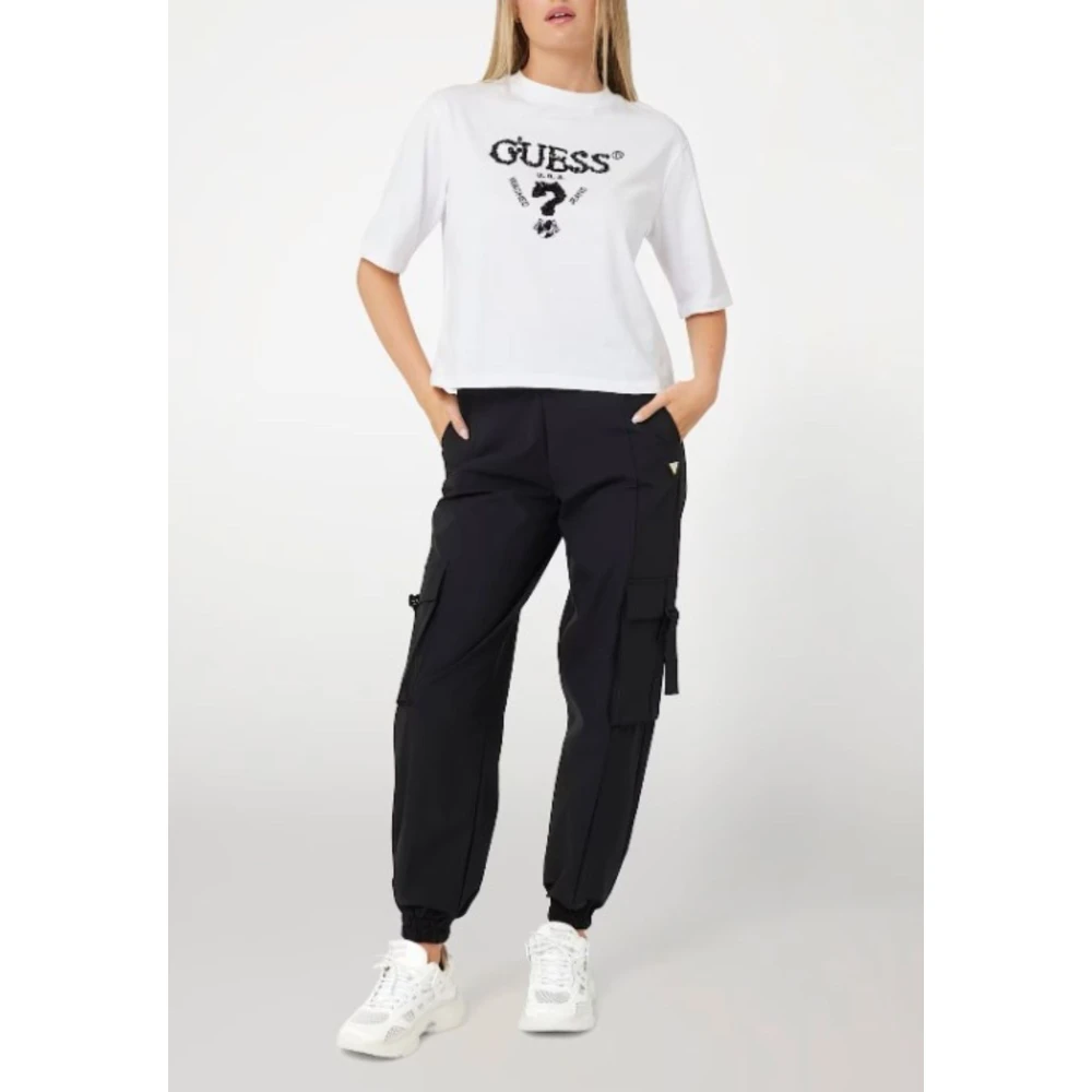 Guess Paillet Front Logo T-shirt White Dames