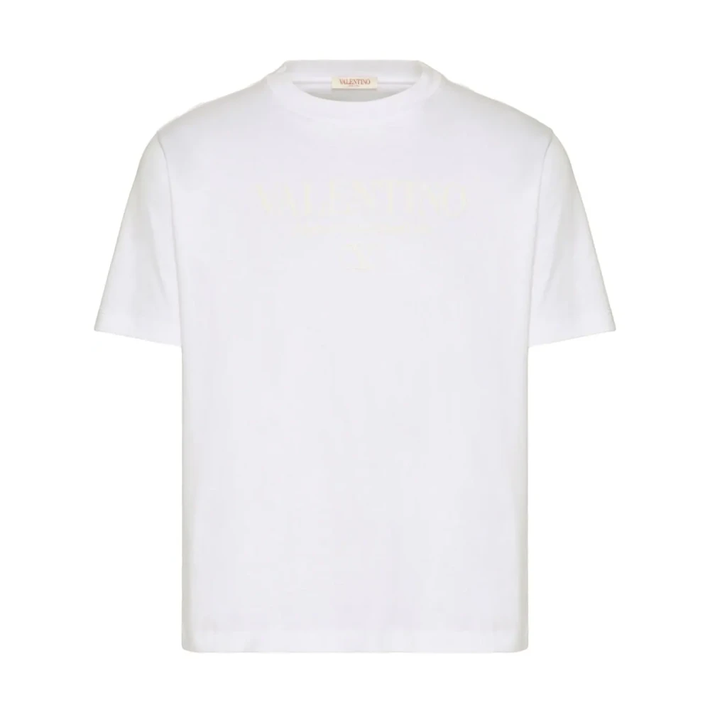 Valentino Bomull Rund Hals T-shirt Print White, Herr