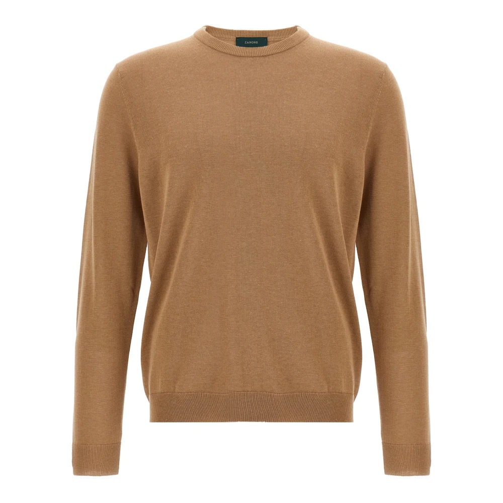 Zanone Men's Beige Cotton Jumper - Round-Neck Knitwear - 2XL - Knitwear