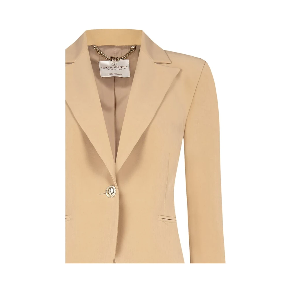 RINASCIMENTO Blazerjas van Technische Stof met één Knoop Beige Dames