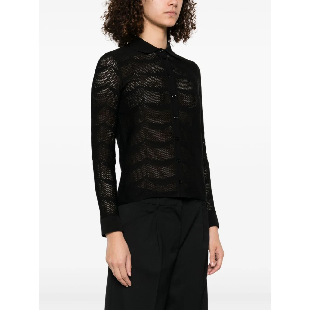 Tom Ford Zwarte Knoopsluiting Klassieke Kraag Overhemd Black Dames