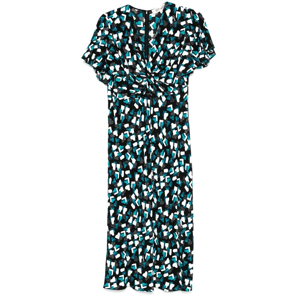 Diane Von Furstenberg Zwarte Knoopdetail Jurk Multicolor Dames