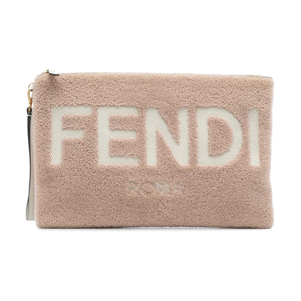 Fendi Vintage Donna Marrone Pochette In Shearling Pre-Owned
