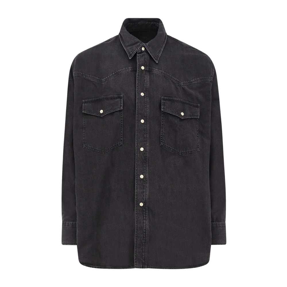Studio Nicholson Black Denim Shirts, Male, M, Mylo Denim Shirt