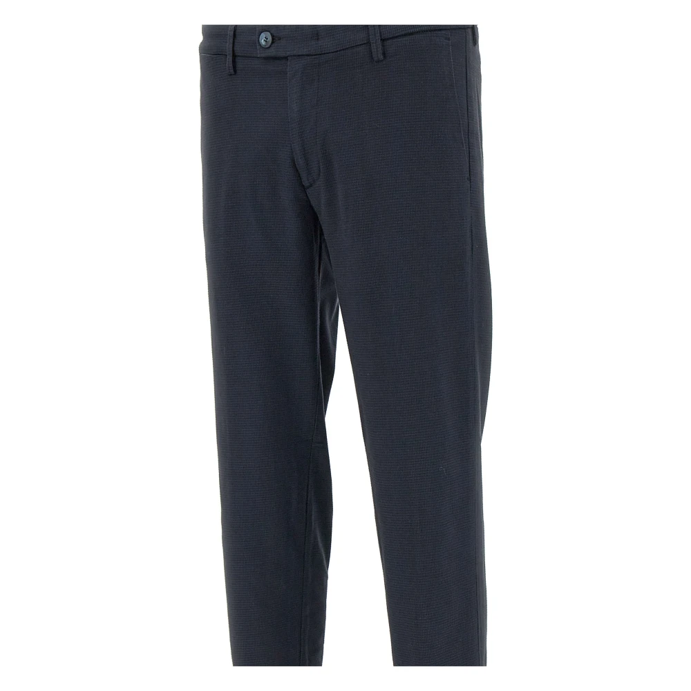 Re-Hash Blauwe Houndstooth Slim Fit Broek Blue Heren