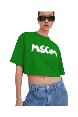 Grön Bomull T-shirt för Kvinnor
