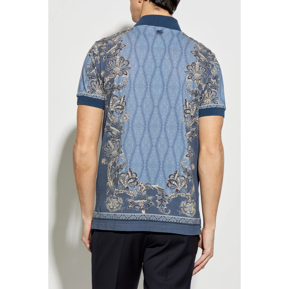 ETRO Polo met decoratieve print Blue Heren