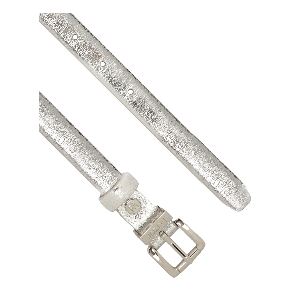 Kazar Smalle zilveren leren band Gray Dames