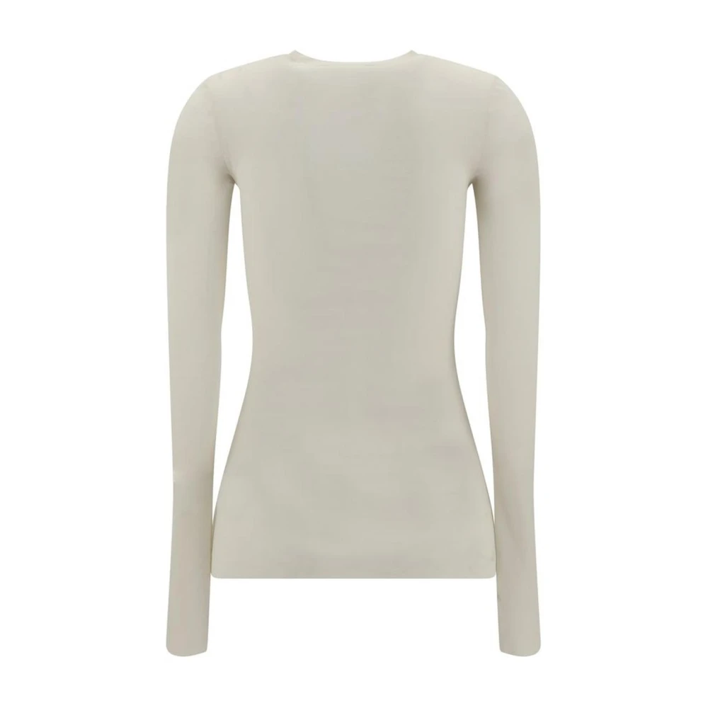 Jil Sander Zijden Doorschijnende Lange Mouw Top Beige Dames