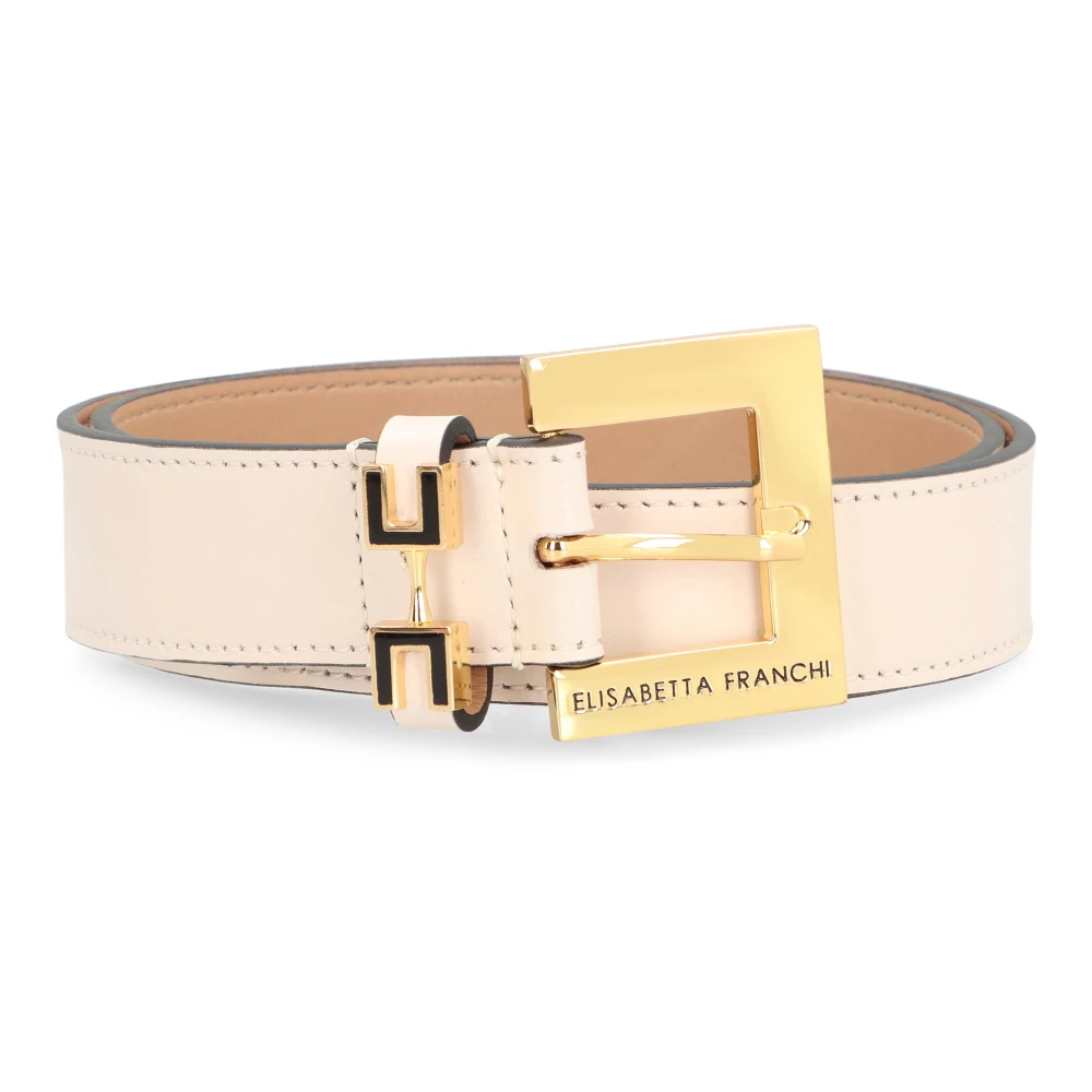 Elisabetta Franchi Echt leren Horsebit riem Pink Dames