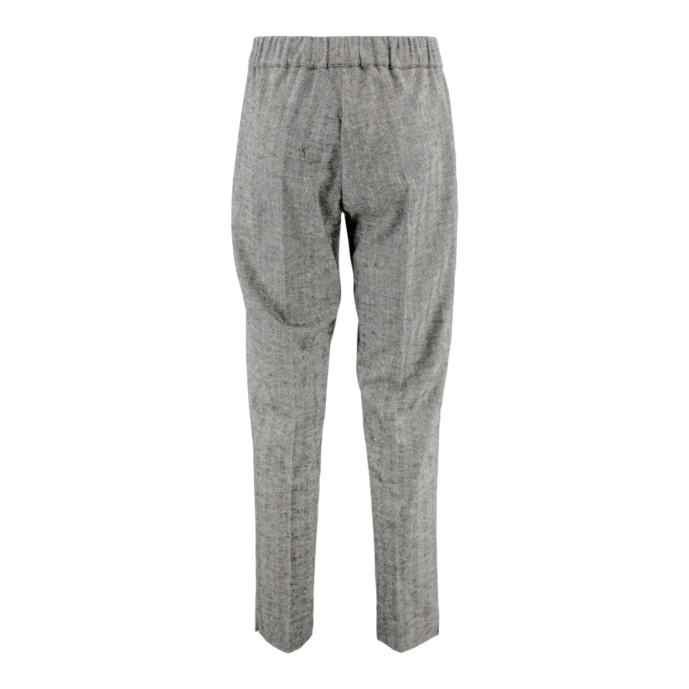 D.Exterior Flanellen Elastische Taille Rechte Pijp Broek Gray Dames