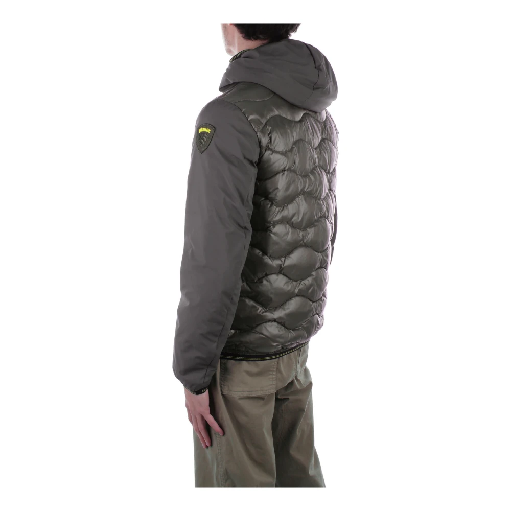 Blauer Groene Hoodie Jas Logo Rits Zakken Green Heren