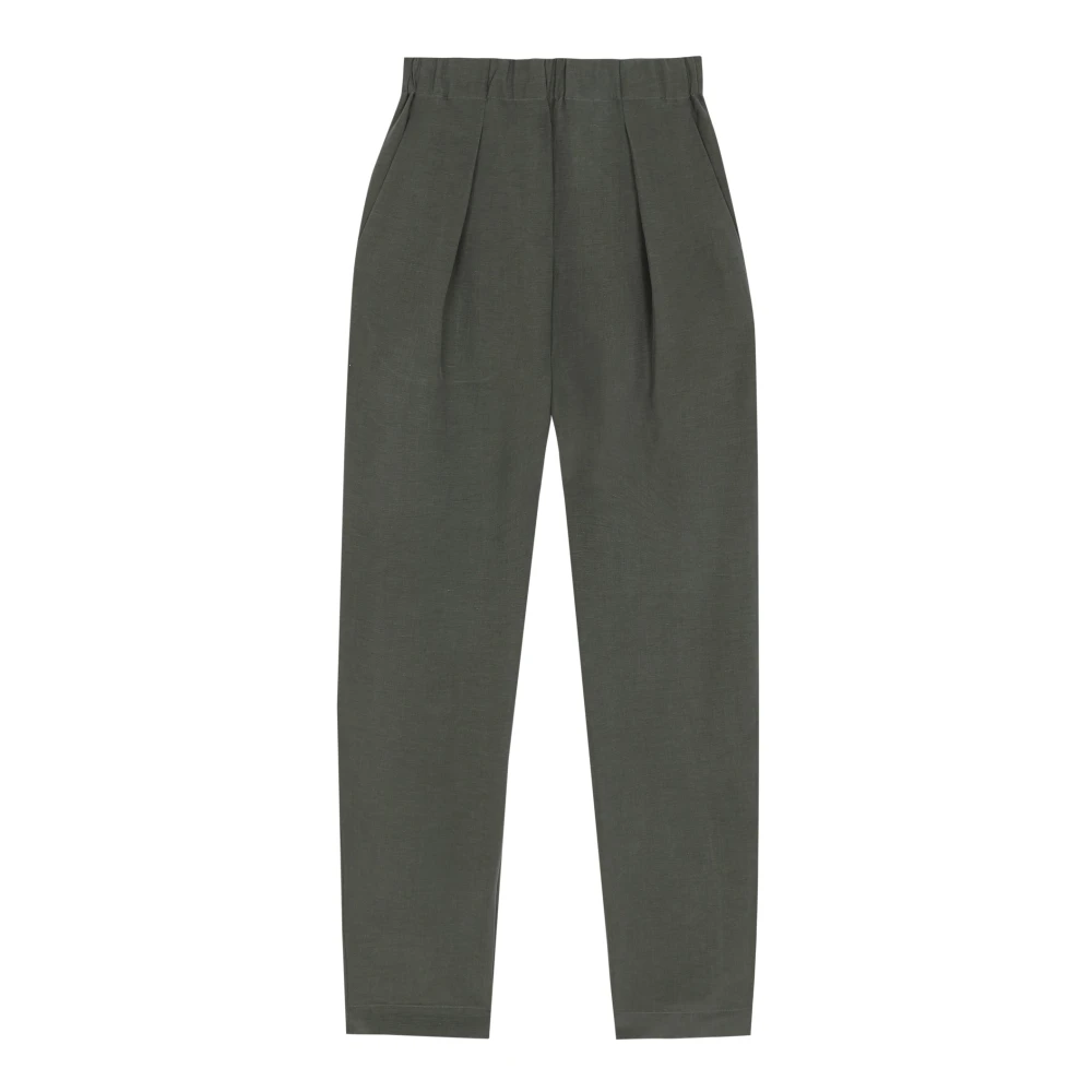Cortana Green Ama- Linen And Silk Trousers Ocean - Female - Tapered Trousers - Xs - Trousers