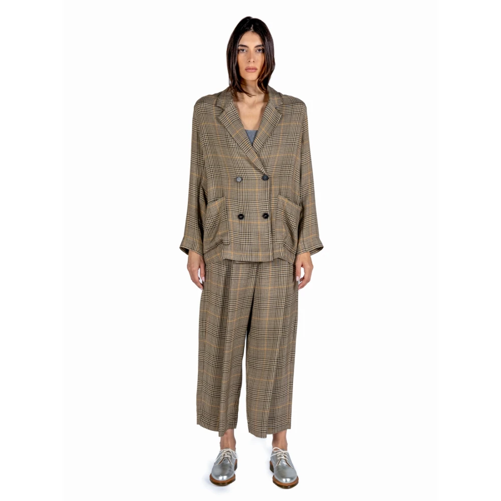 Phisique du Role Shepherd s Check Double-Breasted Blazer Multicolor Dames
