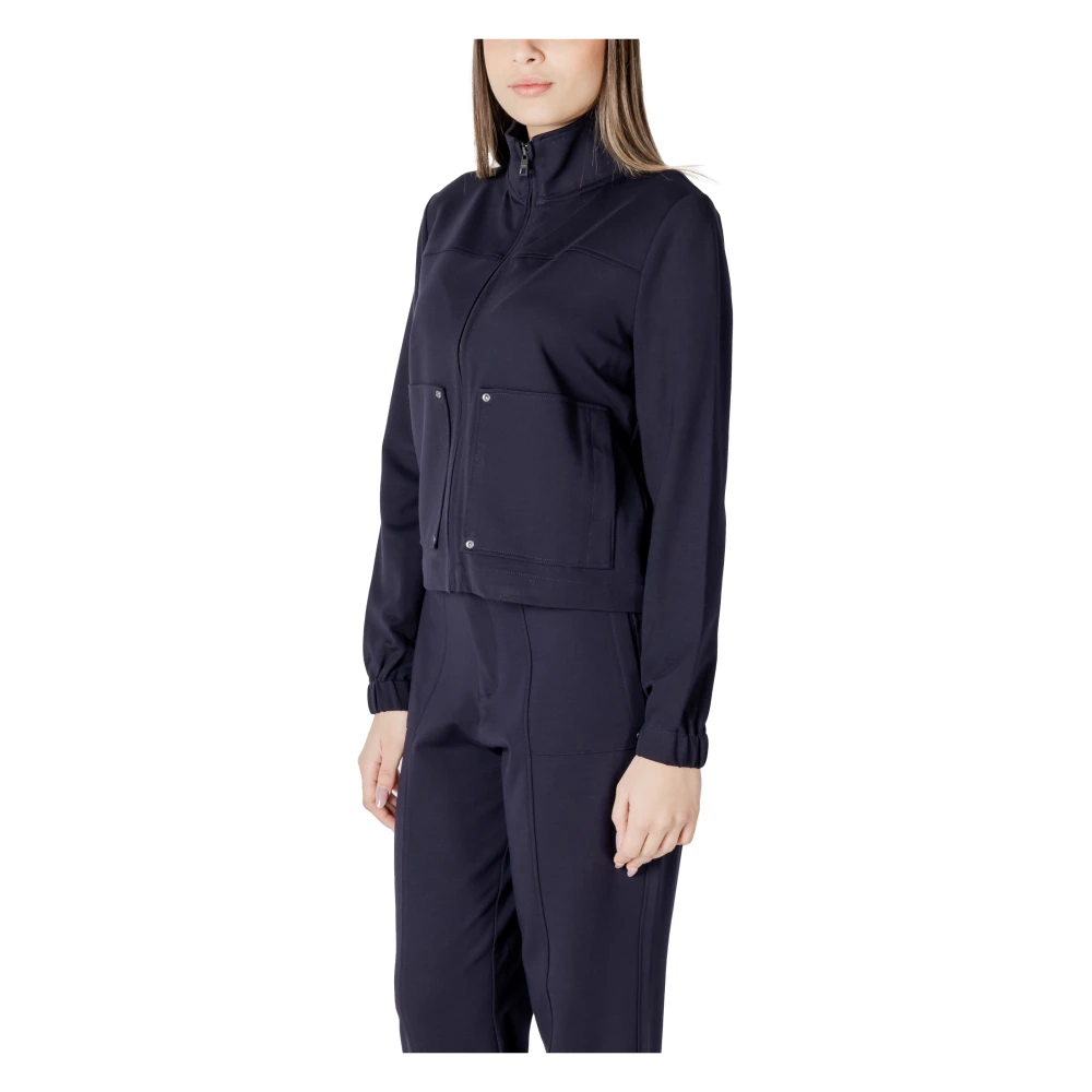 Street One Hoodless dames sweatshirt met ritssluiting Blue Dames