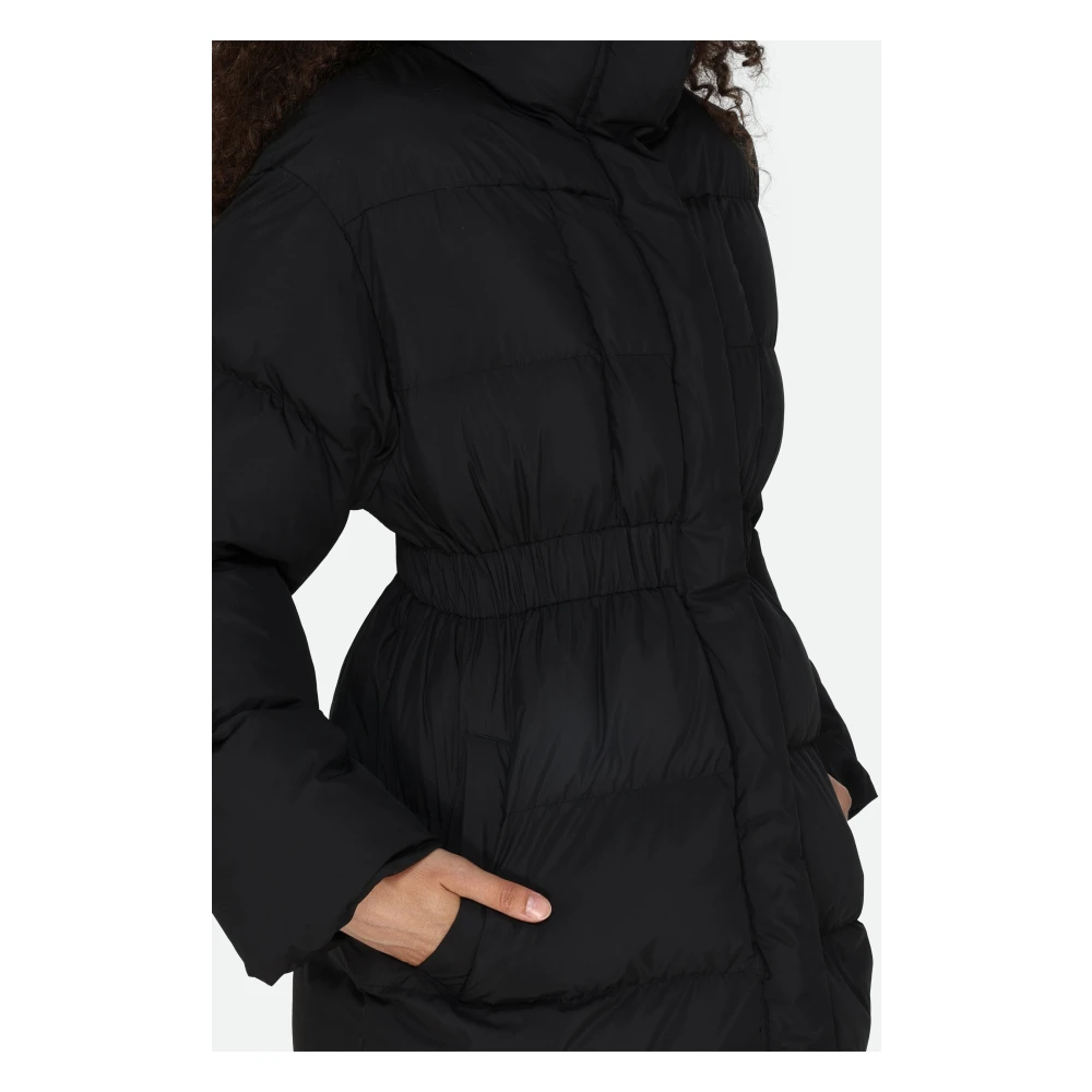 pinko Zwarte Gewatteerde Jas Hoge Kraag Black Dames