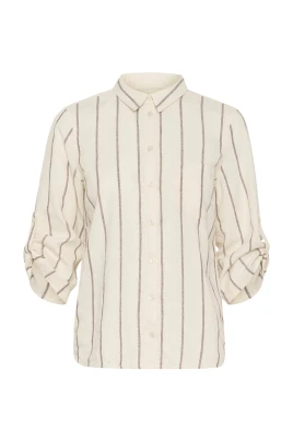 Äggnog och Brun Randig Skjortblus