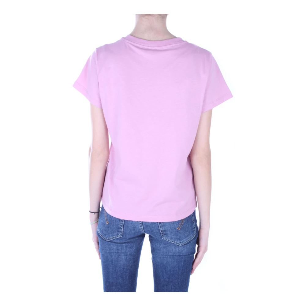 pinko Logo Front T-shirt in Roze Katoen Pink Dames