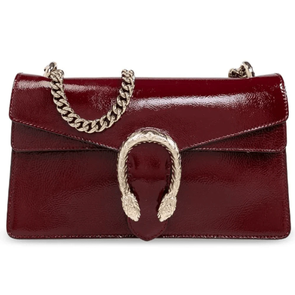 Gucci Bordeauxrode Leren Schoudertas met Tijgerkop Red Dames