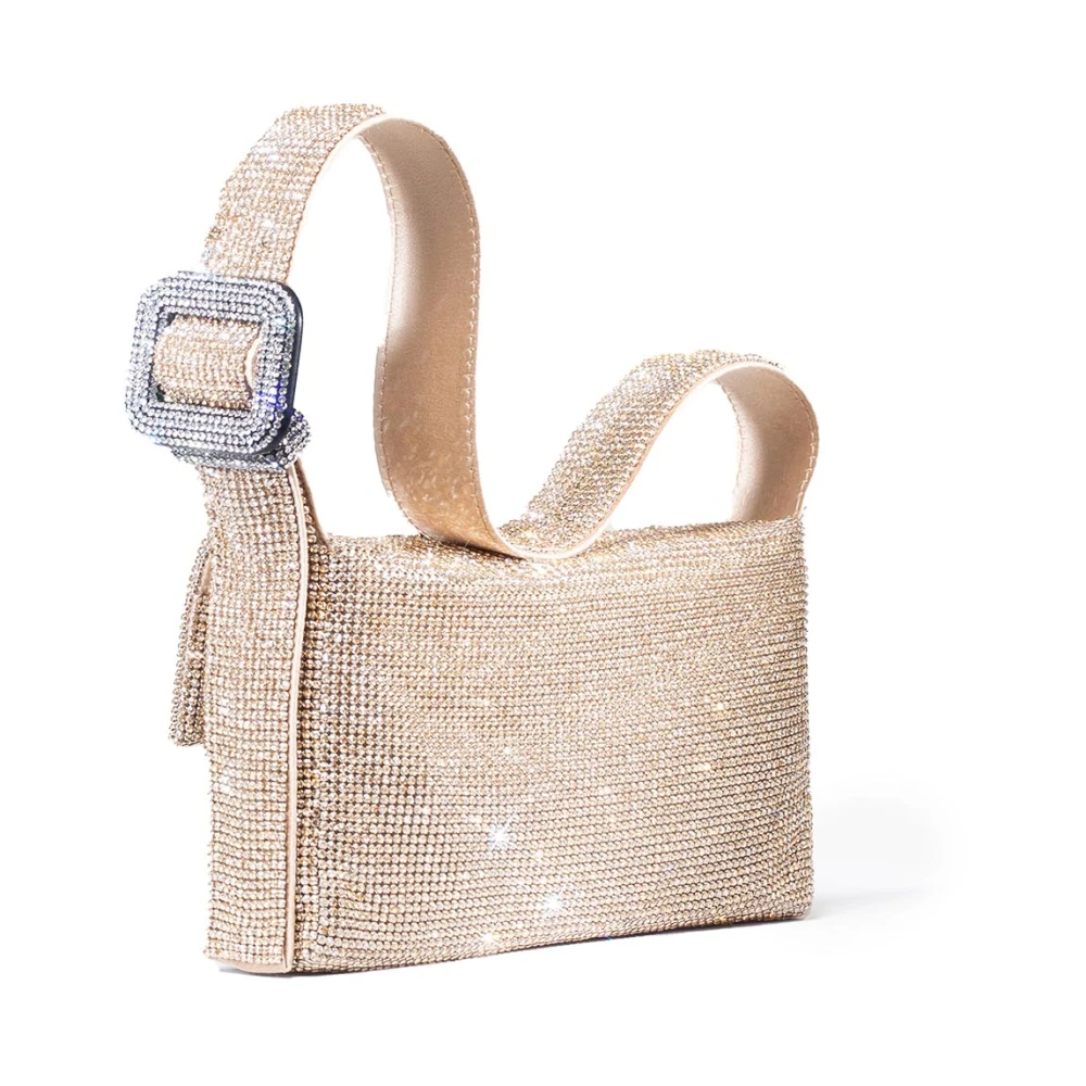 Benedetta Bruzziches Kristalversierde Mesh Tas in Zand Beige Dames